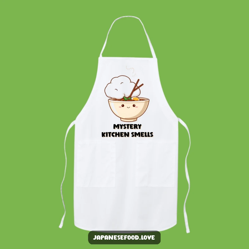 Funny Shy Ramen Bowl Apron, Peeking Chef Character, Fun Funny Gift for Cooks
