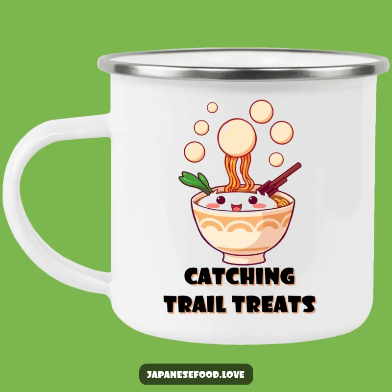 Funny Ramen Camping Mug - Playful Dango Catching for Outdoor Adventures