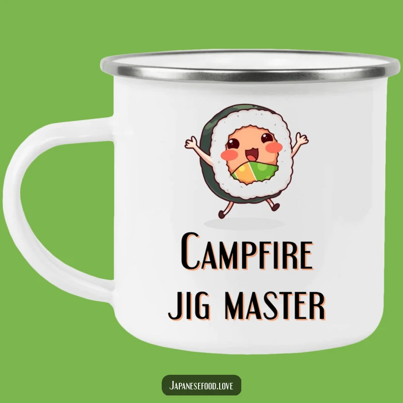 Funny Dancing Sushi Roll Camping Mug - Outdoor Foodie Humor Cup