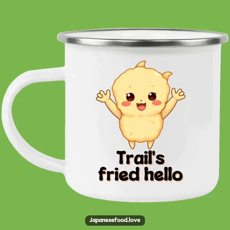 Funny Happy Tempura Camping Mug: Waving Crispy Treat
