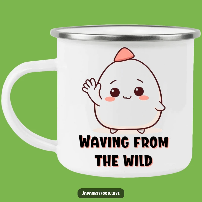 Funny Onigiri Hat Wave Camping Mug: Cheerful Campfire Greetings