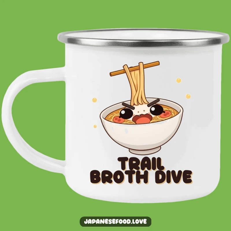Funny Ramen Dive Camping Mug: Determined Bowl's Dive for Outdoor Adventures