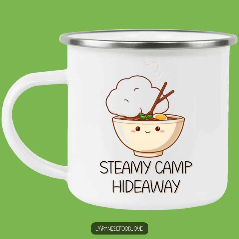 Funny Shy Ramen Bowl Camping Mug, Enamel Peeking Cup, Novelty Funny Gift for Campers