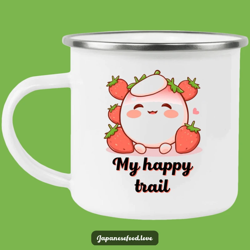 Funny Strawberry Mochi Camping Mug: Giggling Character Adventure Cup, Gift