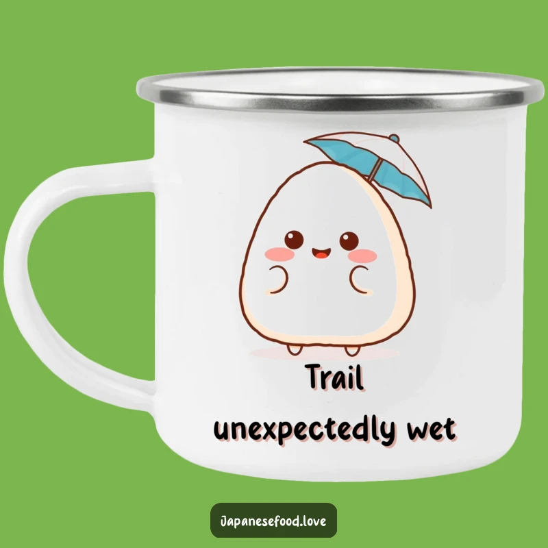 Funny Surprised Onigiri Camping Mug: Outdoor Adventure Humor, Great Gift