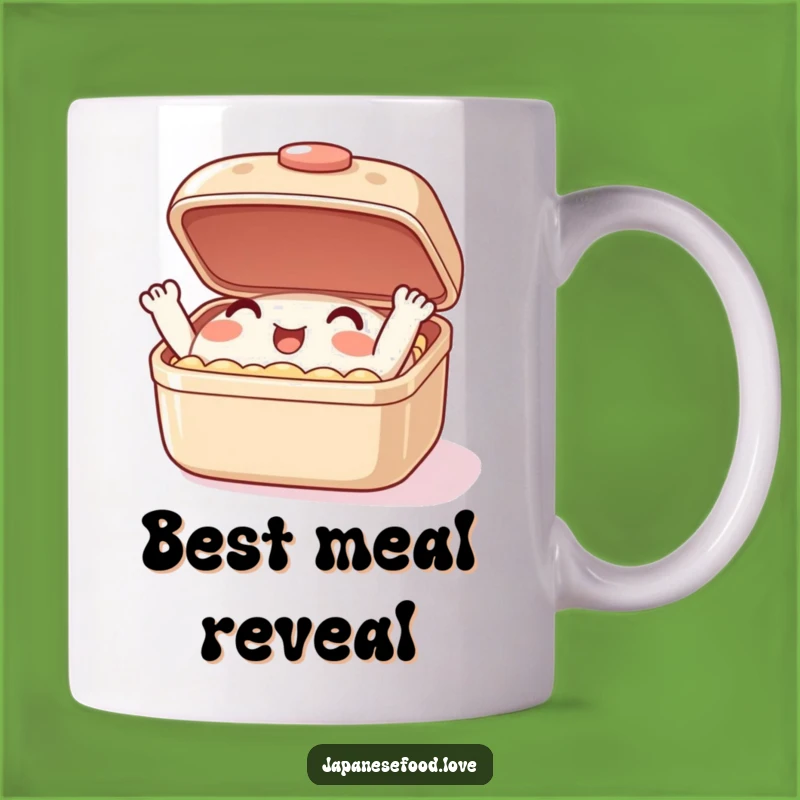 Funny Happy Bento Box Character Mug: Enthusiastic Lid Flaps for a Hilarious Gift