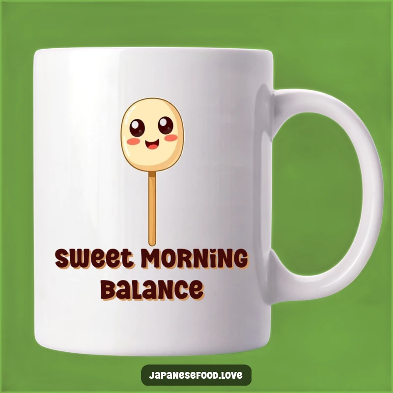 Funny Dango Balance Mug: Happy Skewer's Exaggerated Eyes Make a Hilarious Gift