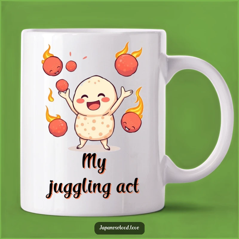 Funny Jovial Takoyaki Mug, Juggling Fiery Fun for Food Lovers