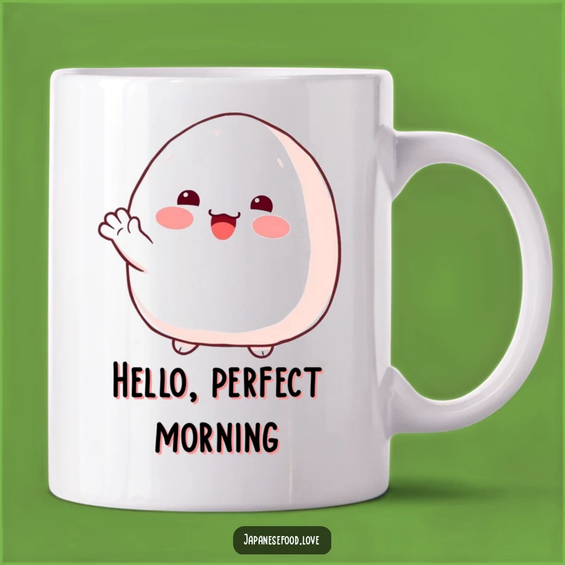 Funny Onigiri Wave Mug: Adorable Japanese Rice Ball Gift for Warm Greetings