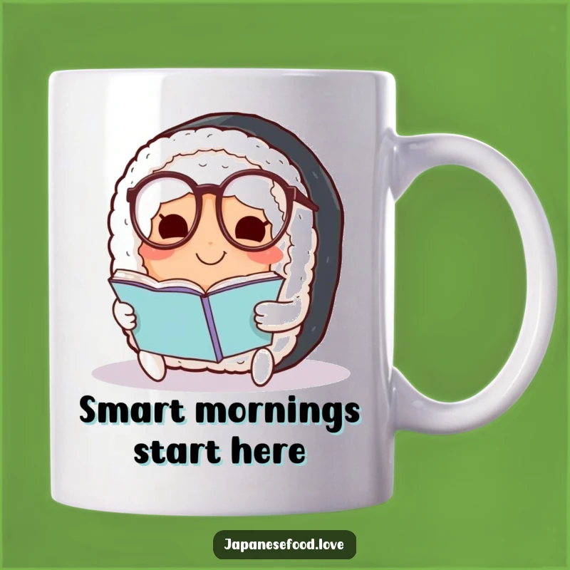 Funny Sushi Mug: Smart Smiling Roll with Spectacles, Perfect Humorous Gift