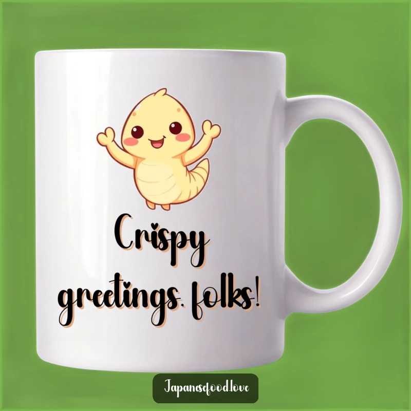 Funny Waving Tempura Shrimp Mug - Enthusiastic Seafood Humor Gift