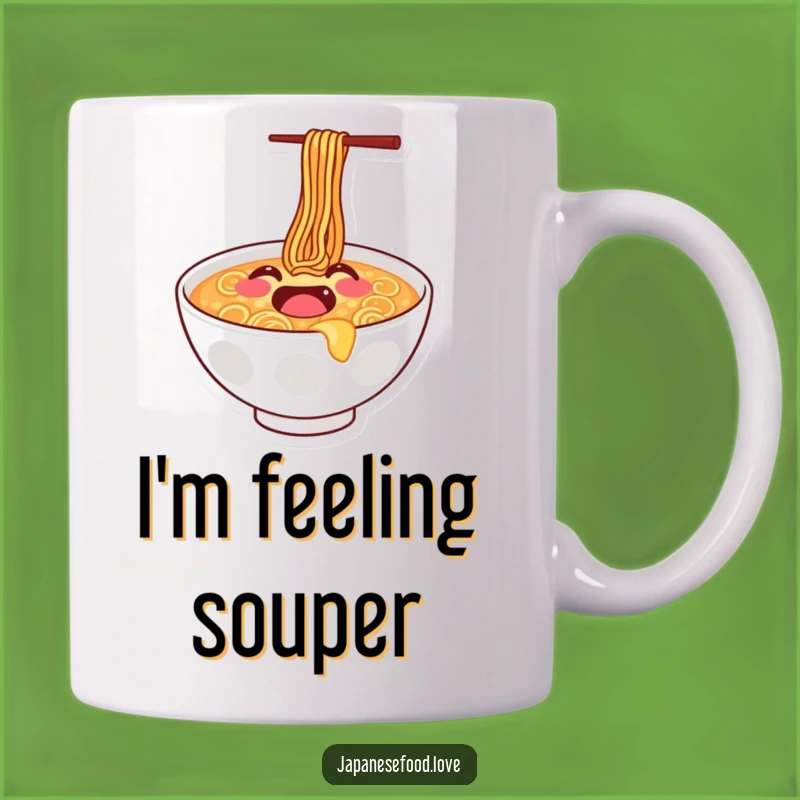 Funny Ramen Bounce Mug: Enjoy your brew with humor, a perfect funny gift for noodle lovers.