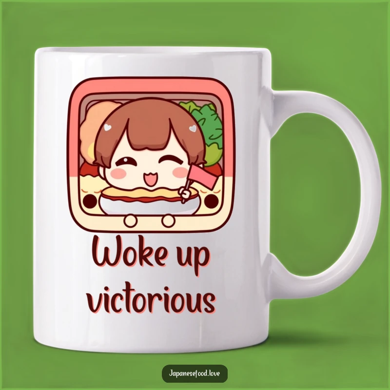 Funny Happy Bento Mug - Winking Flag Holder Gift for Organized Foodies