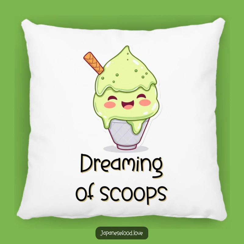 Cozy Funny Matcha Ice Cream Pillow, Scoop into Sweet Dreams