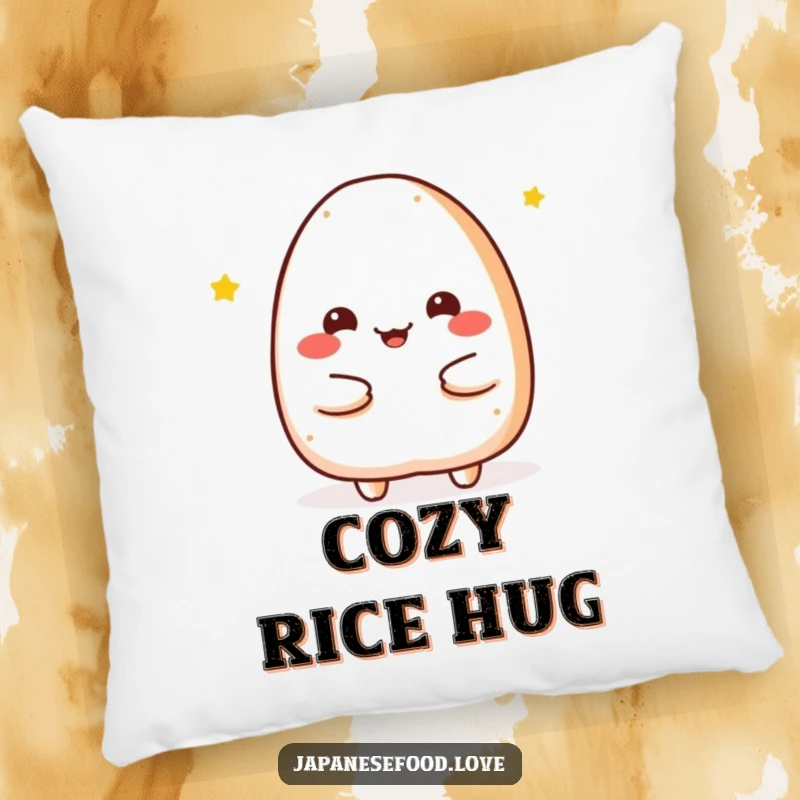 Funny Pillow showcasing a cheerful onigiri character offering a warm embrace, providing plush comfort and radiating heartwarming humor.