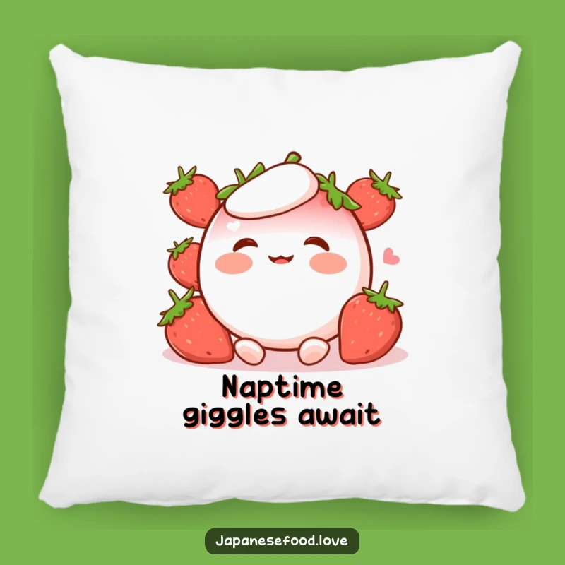 Funny Strawberry Mochi Pillow: Giggling Character Accent, Cozy Comfort Gift