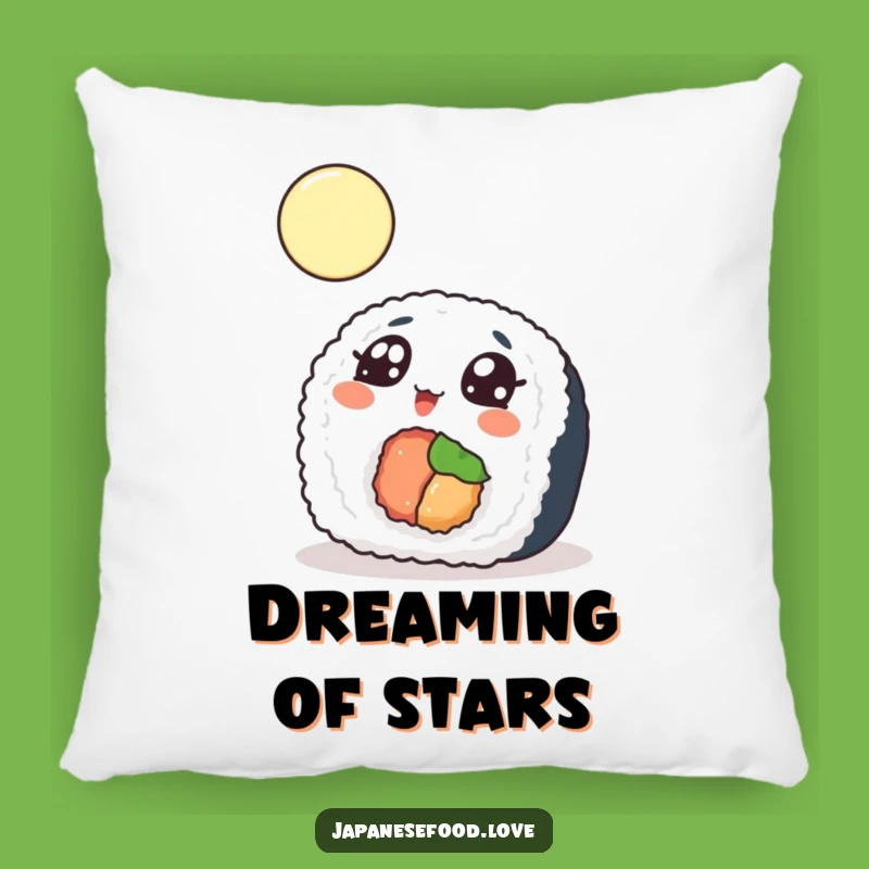 Funny Sushi Moon Pillow, Cozy Cosmic Accent, Perfect Gift