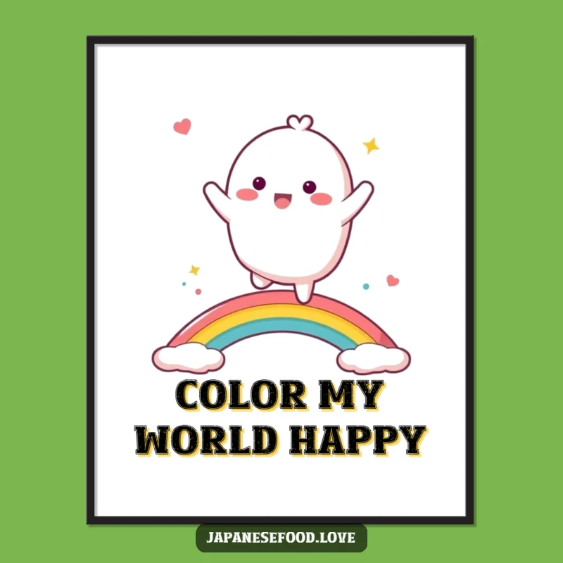Funny Dancing Mochi Digital Art - Energetic Rainbow Character Decor