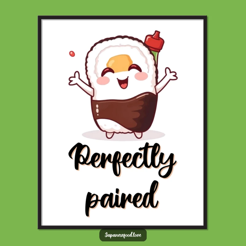 Funny Sushi Digital Art: Happy Friendship - Adorable Foodie Print Gift