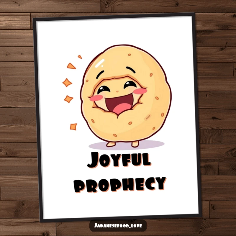 Funny digital art print of a giant fortune cookie character bursting with infectious laughter, radiating pure amusement and happiness.