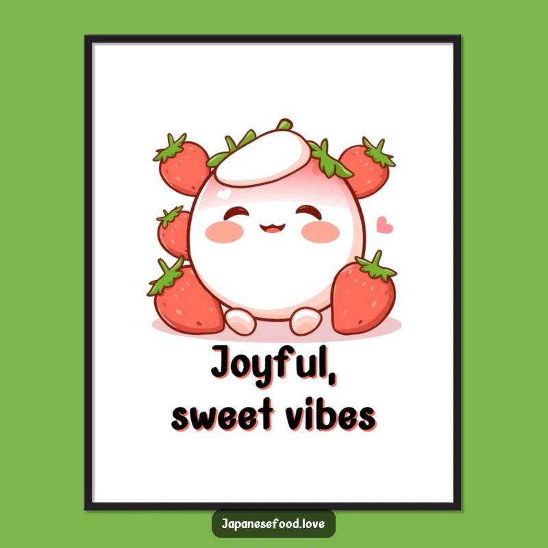 Funny Strawberry Mochi Digital Art: Giggling Character Print, Instant Gift