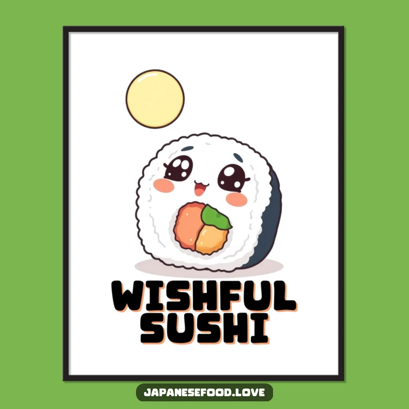 Funny Sushi Moon Digital Art, Printable Cosmic Decor, Instant Gift
