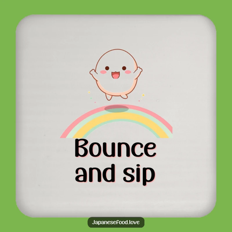 Funny Dancing Mochi Coaster: Bounce Drinks with Hilarious Rainbow Style