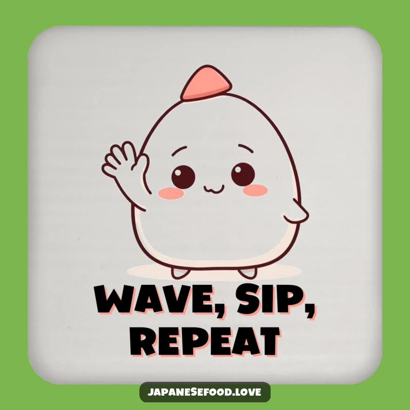 Funny Onigiri Hat Wave Coaster: Protect Surfaces with a Friendly Wave