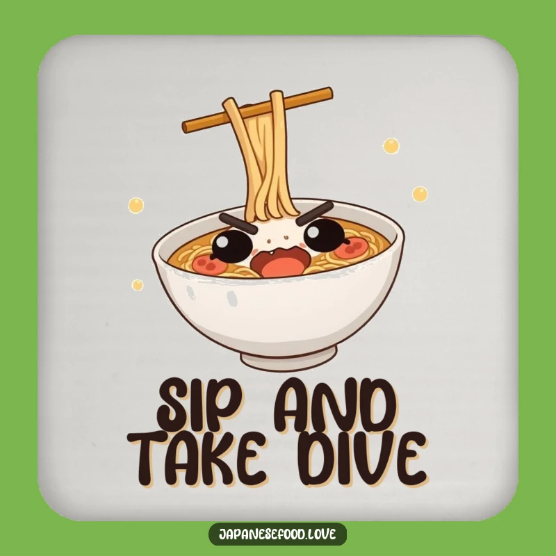 Funny Ramen Dive Coaster: Cute Bowl's Determined Dive Protects Surfaces
