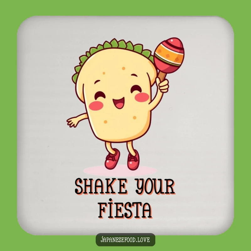 Funny Taco Coasters (Set of 4): Dancing Character with Maraca, Fiesta Table Gift