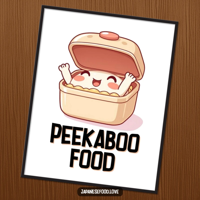 Funny poster displaying a happy bento box character enthusiastically opening and closing its lid, adding humor to any room.