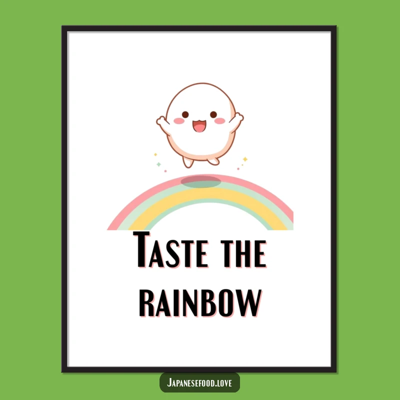 Funny Dancing Mochi Poster: Bouncing on a Rainbow for Hilarious Wall Art