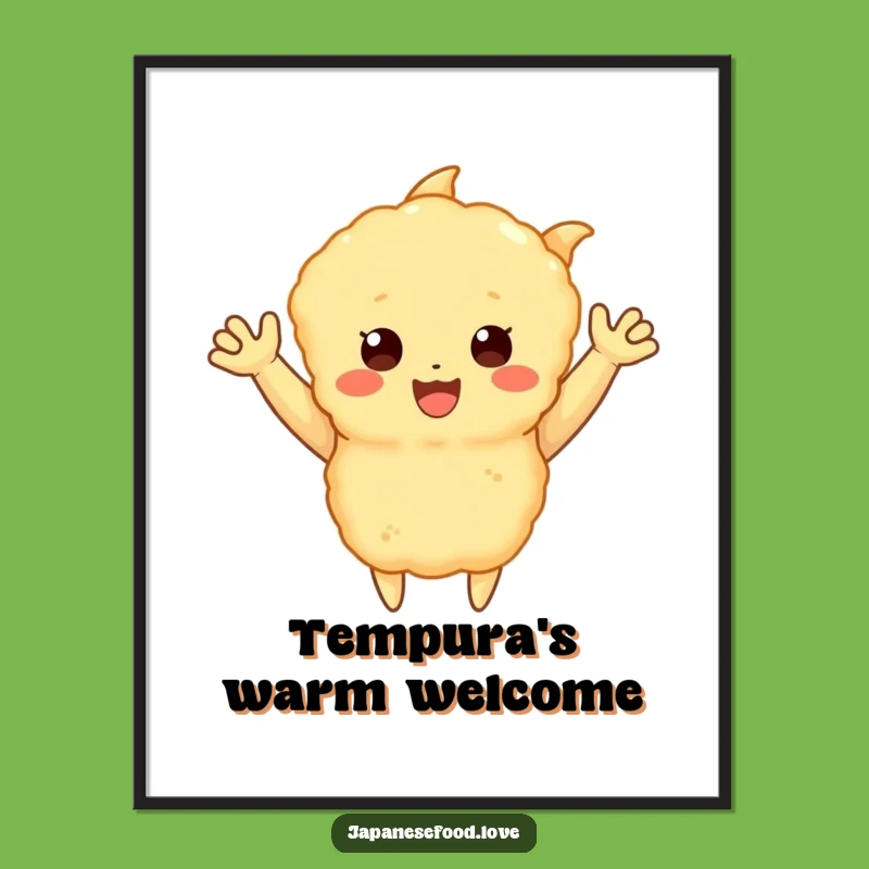 Funny Happy Tempura Poster: Wall Art of a Waving Treat