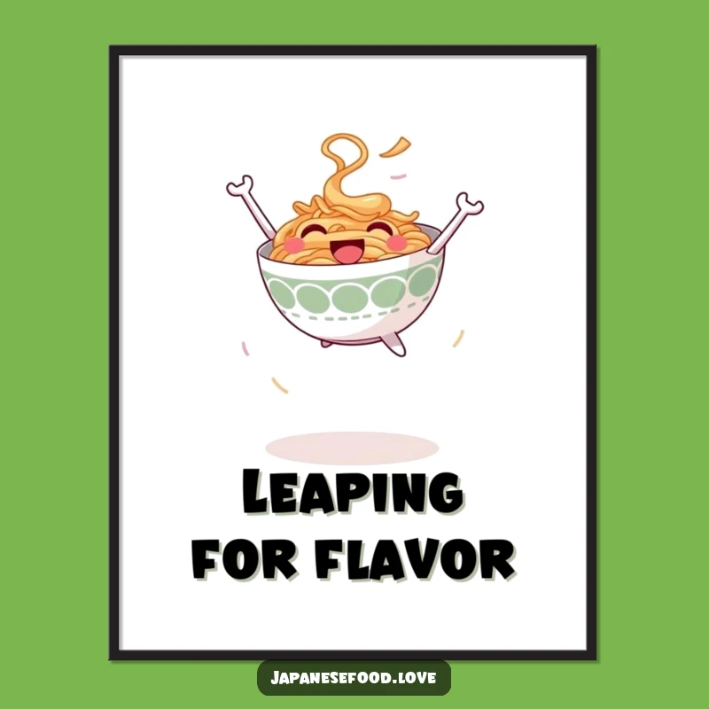 Funny Jumping Ramen Poster - Vibrant Noodle Art Print