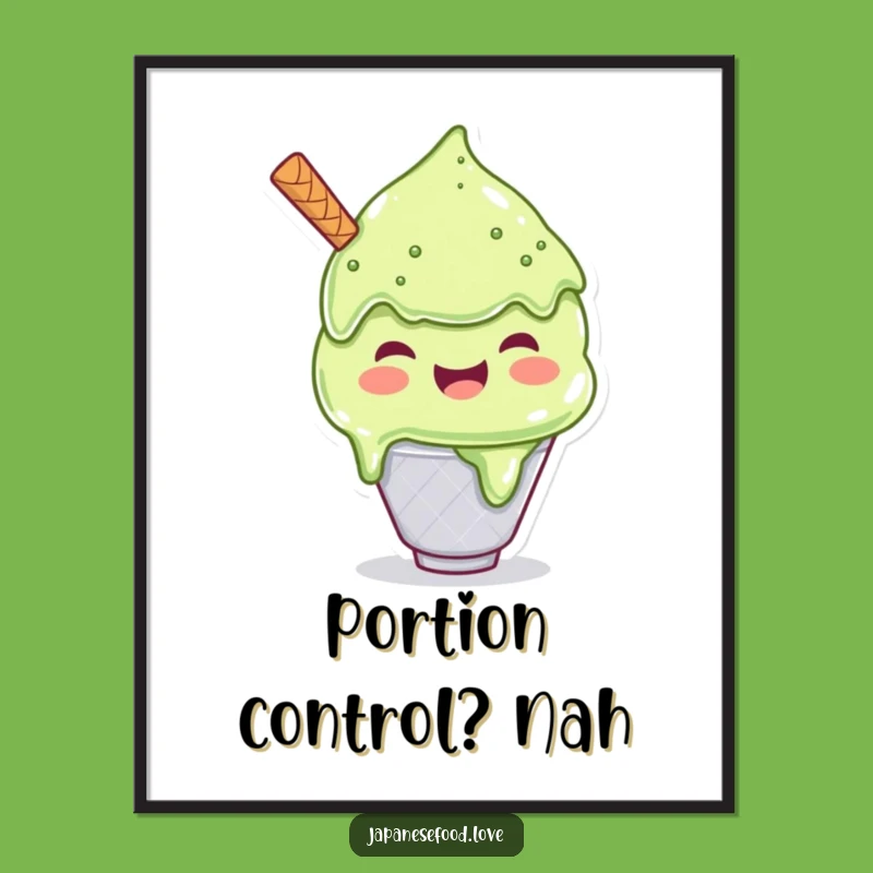 Funny Matcha Ice Cream Poster, Joyful Scooping Art for Your Walls