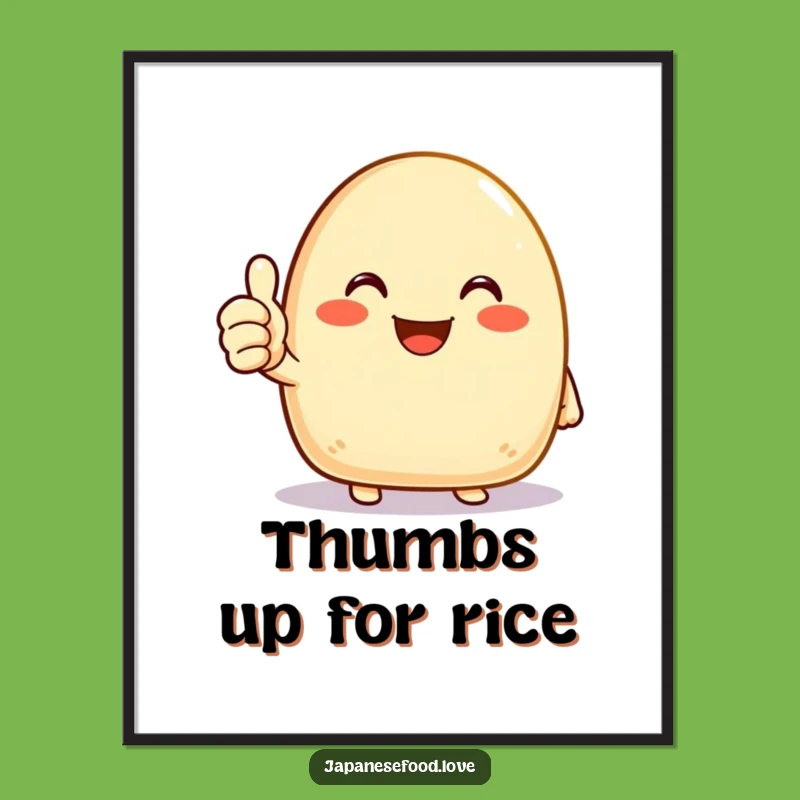 Funny Onigiri Poster: Joyous Thumbs Up, Positive Wall Art Gift