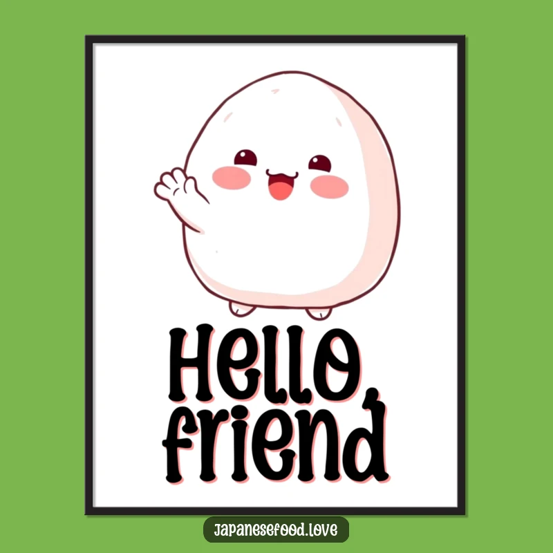 Funny Onigiri Wave Poster: Adorable Japanese Art for Your Happy Space