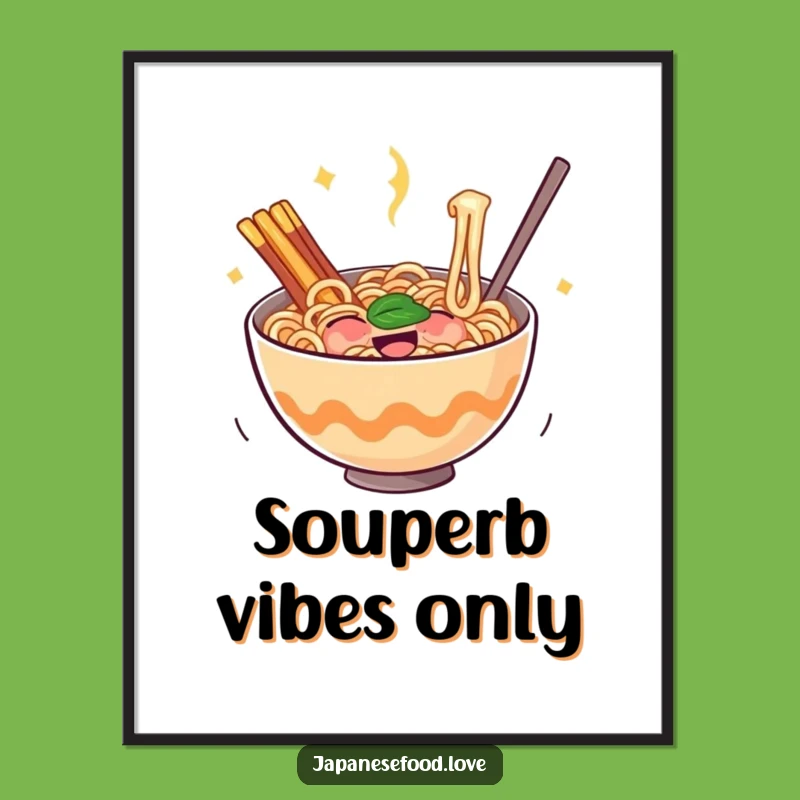 Funny Ramen Poster: Bouncing Noodles of Glee, Comforting Wall Art Gift