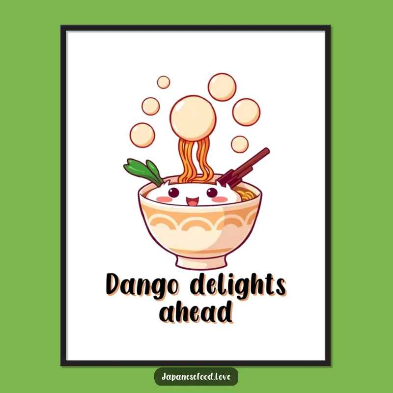 Funny Ramen Poster - Energetic Dango Catching Art for Foodie Walls