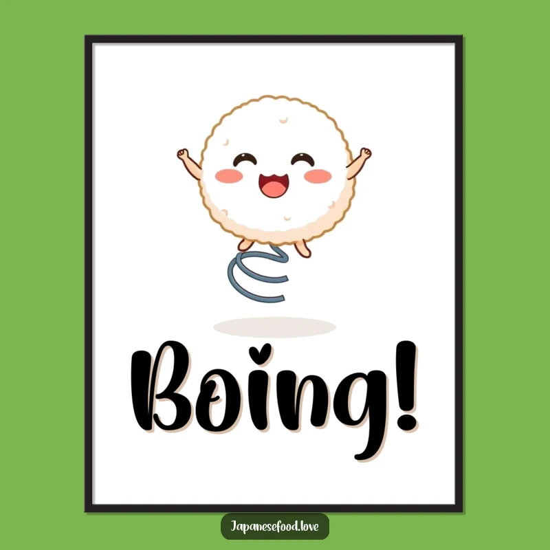 Funny Rice Ball Spring Bounce Poster, Joyful Character Art, Inspiring Funny Gift for Walls