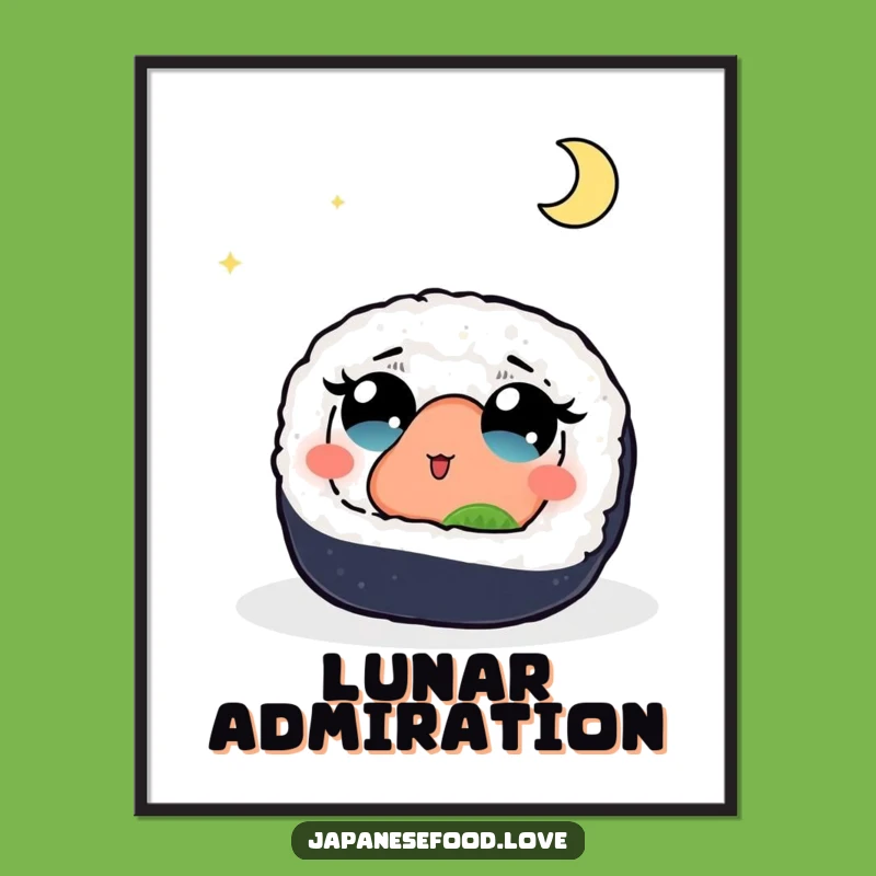 Funny Sushi Moon Poster: Whimsical Art for Foodie Walls