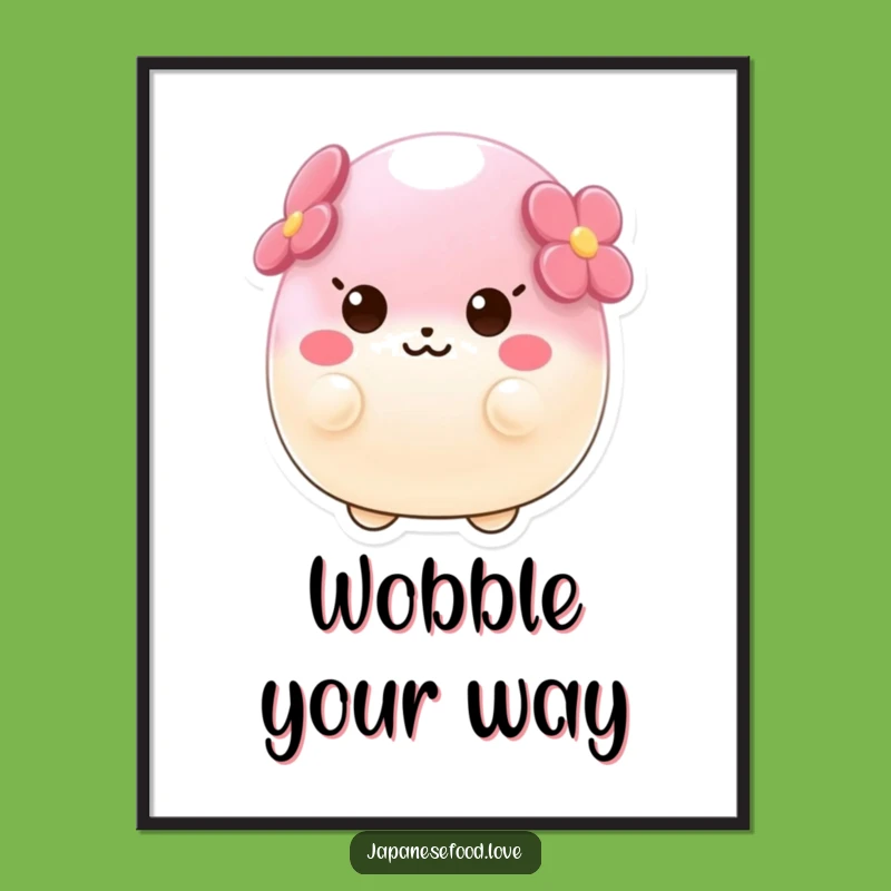 Funny Wobbly Sakura Mochi Poster, Delightful Wobble Art for Your Walls