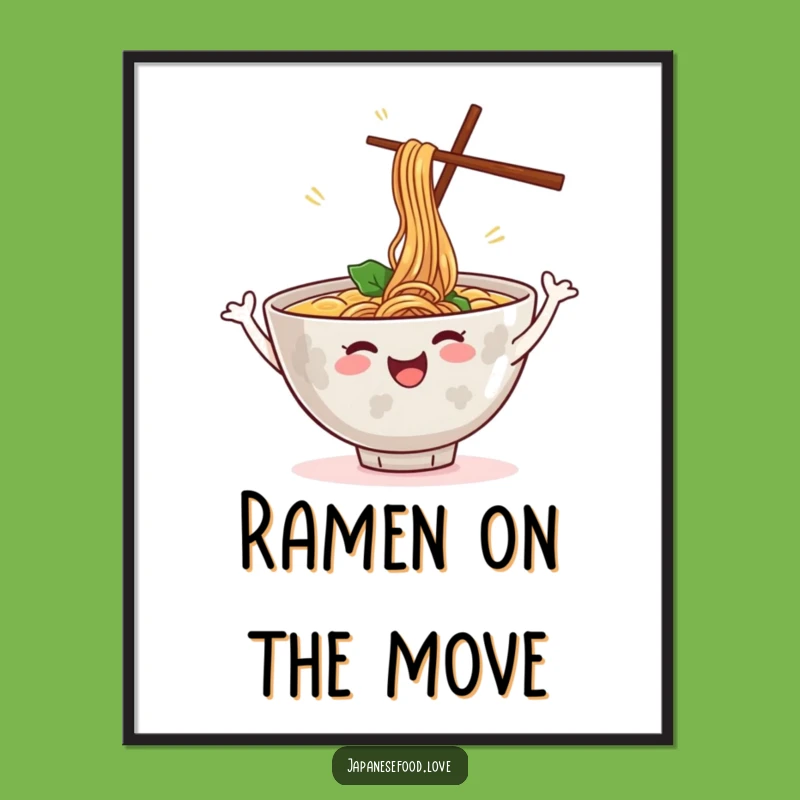 Funny Dancing Ramen Bowl Poster: Wall Art of Noodle Joy