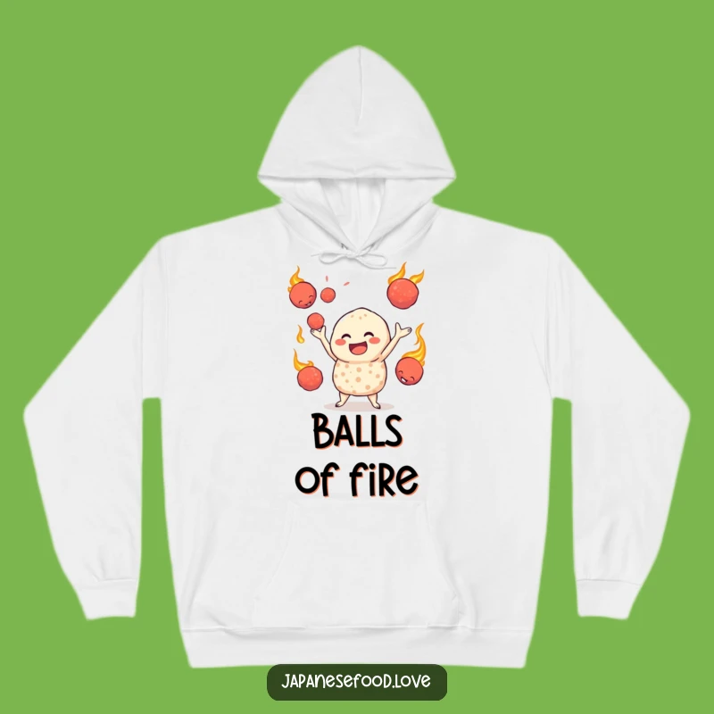 Cozy Funny Jovial Takoyaki Hoodie, Juggling Warmth with Fiery Flair