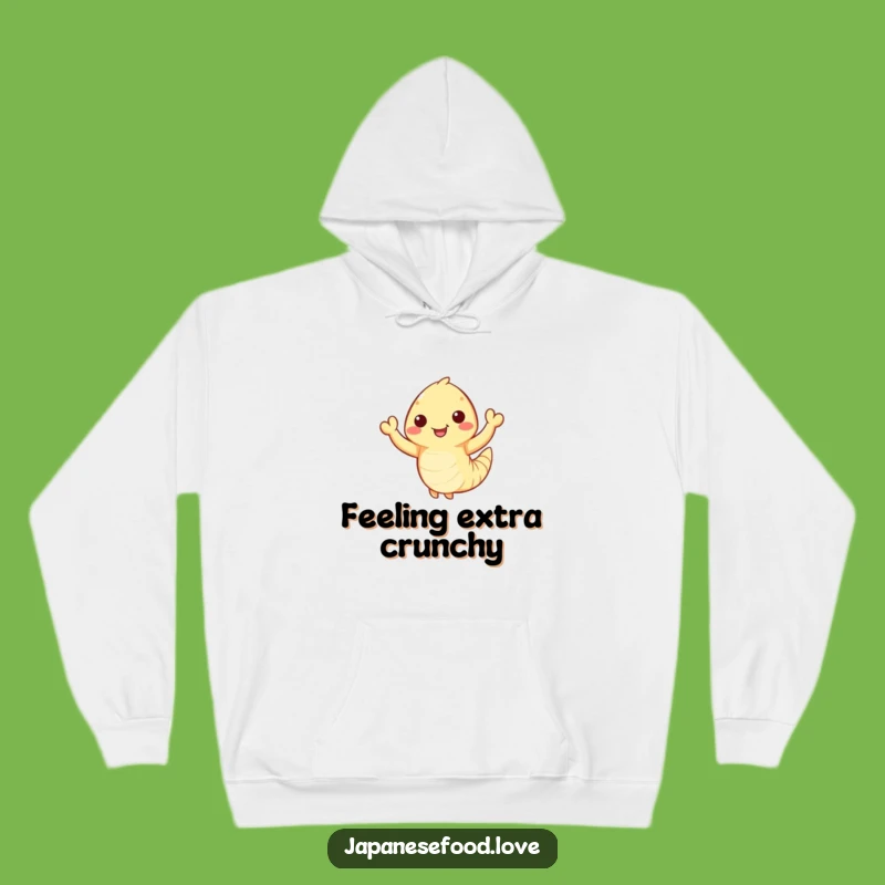 Funny Waving Tempura Shrimp Hoodie - Cozy Seafood Humor Apparel