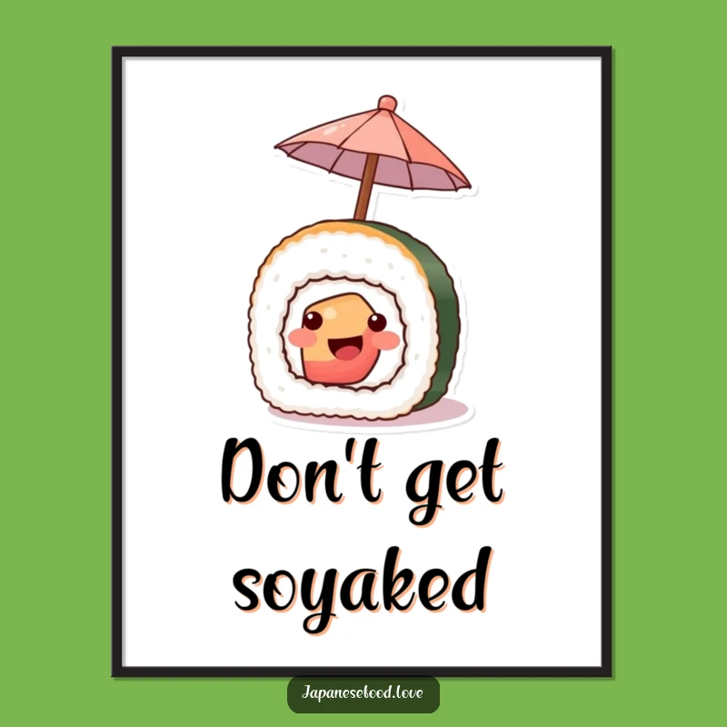Funny Free Printable Wall Art: Smiling Sushi Art, Quirky Downloadable Decor