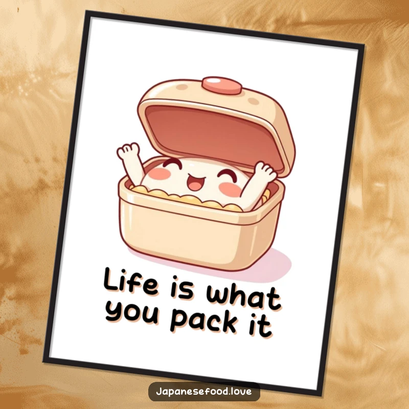 Funny Free Printable Bento Box Wall Art, character opening and closing lid energetically, quirky food-themed downloadable decor.