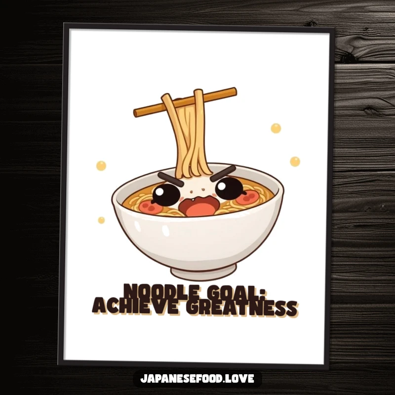 Funny Free Printable Wall Art: Determined Ramen Bowl Making a Dramatic Dive