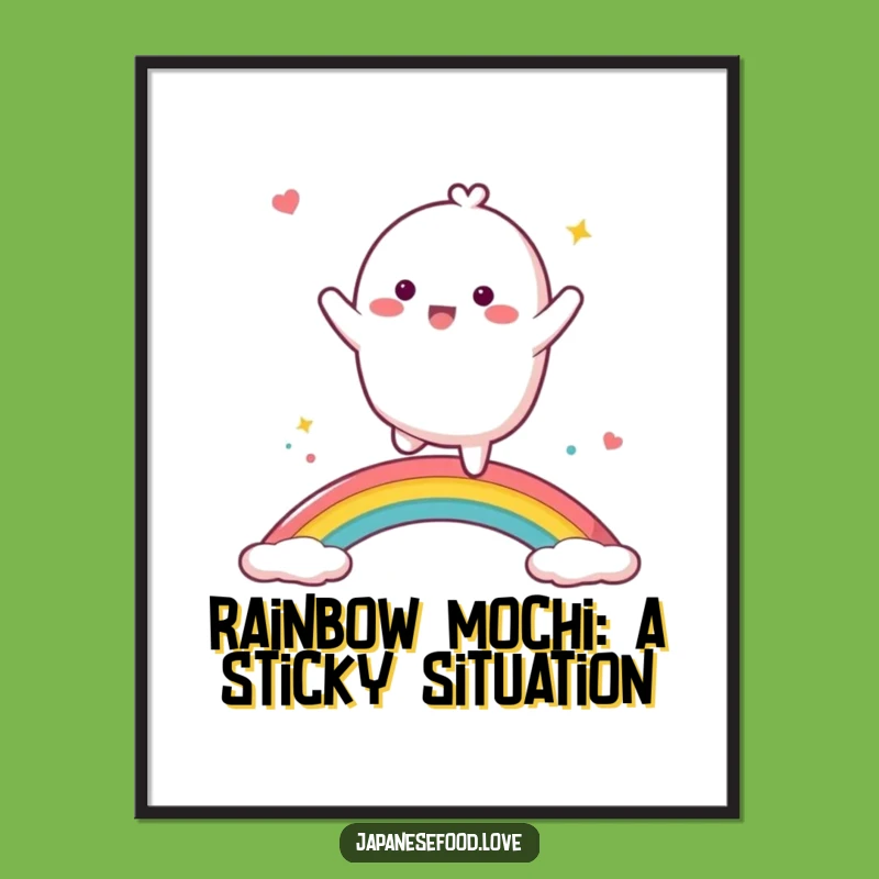 Free Printable Wall Art: Funny Dancing Mochi Rainbow Poster Downloadable Home Decor
