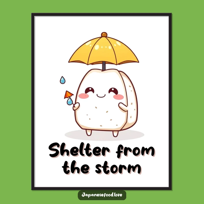 Free Printable Wall Art: Funny Onigiri & Raindrop Buddy - Downloadable Quirky Decor